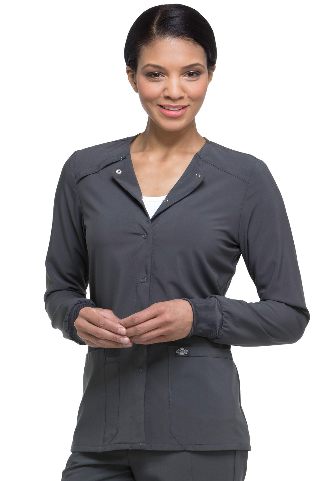 EDS Essentials DK305 Women's Snap Front Warm-up Jacket Pewter