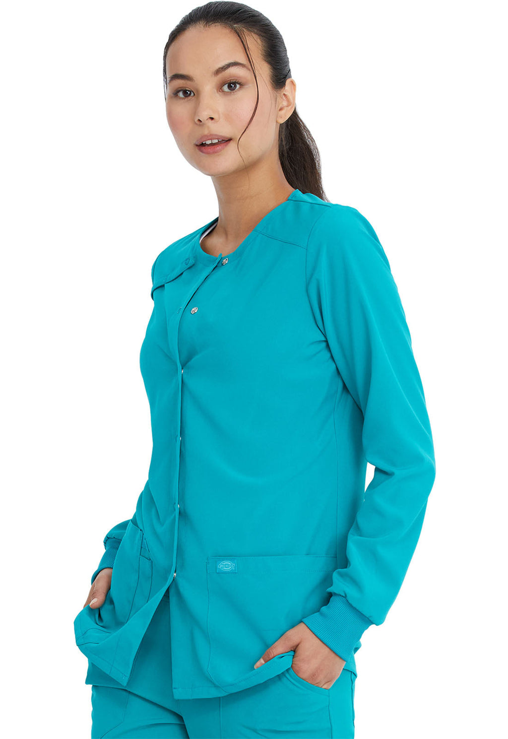 EDS Essentials DK305 Snap Front Warm-up Jacket Teal Blue