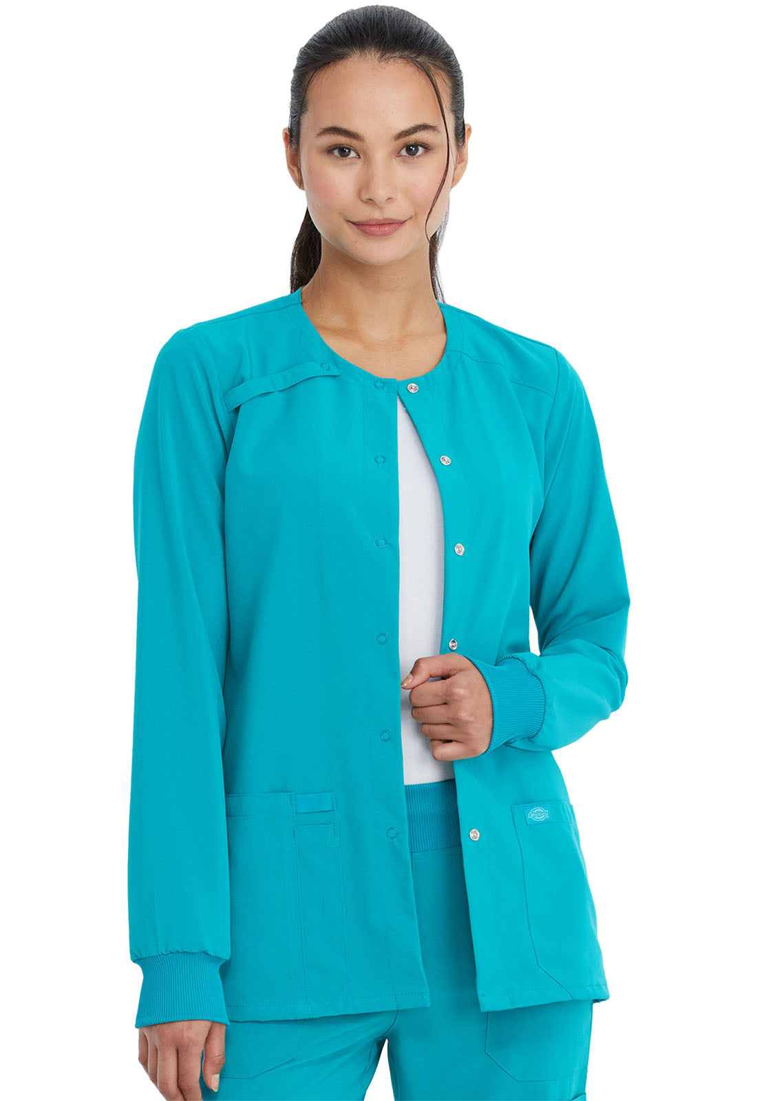 EDS Essentials DK305 Snap Front Warm-up Jacket Teal Blue