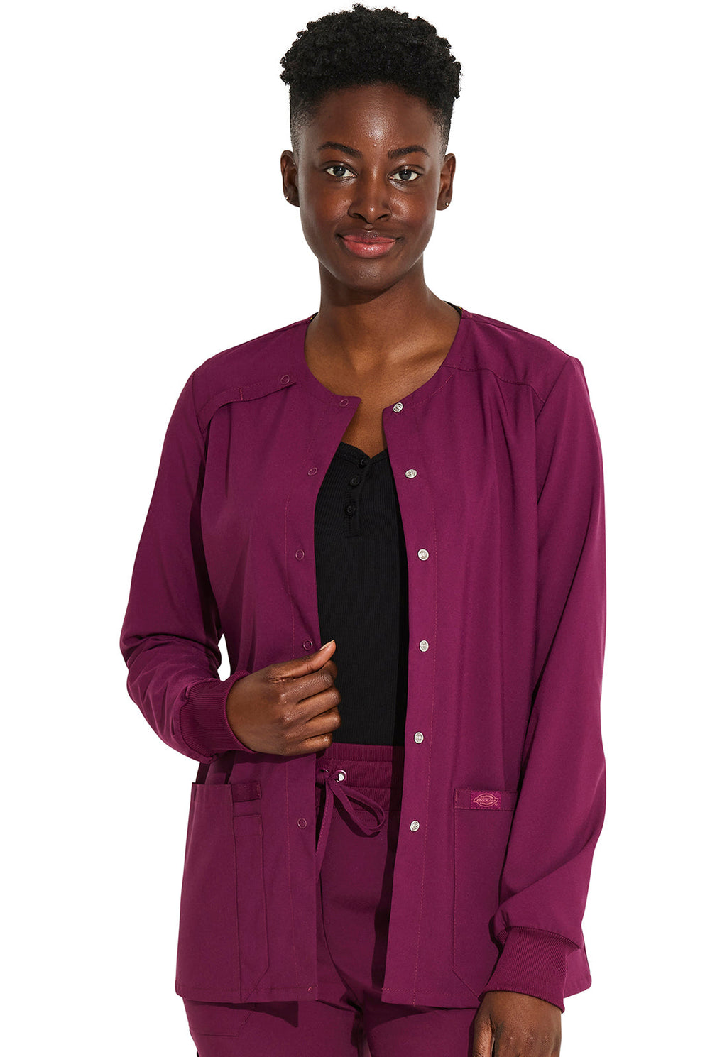 EDS Essentials DK305 Women's Snap Front Warm-up Jacket Wine