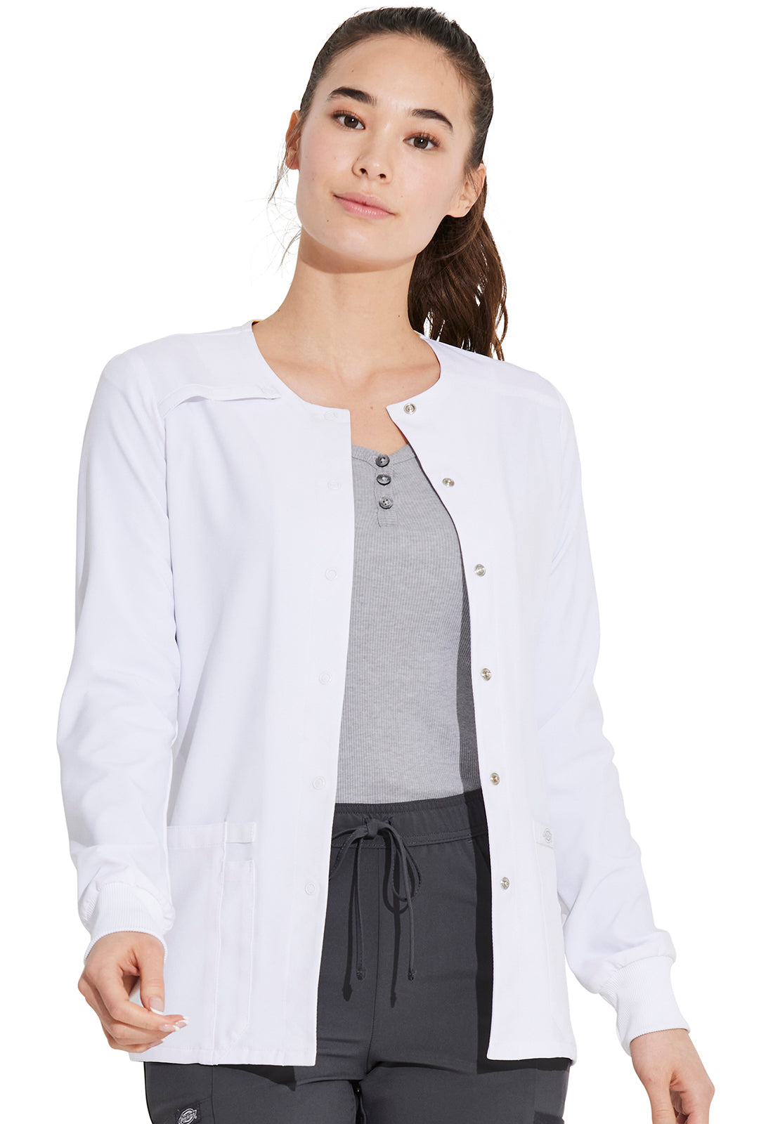 EDS Essentials DK305 Women's Snap Front Warm-up Jacket White