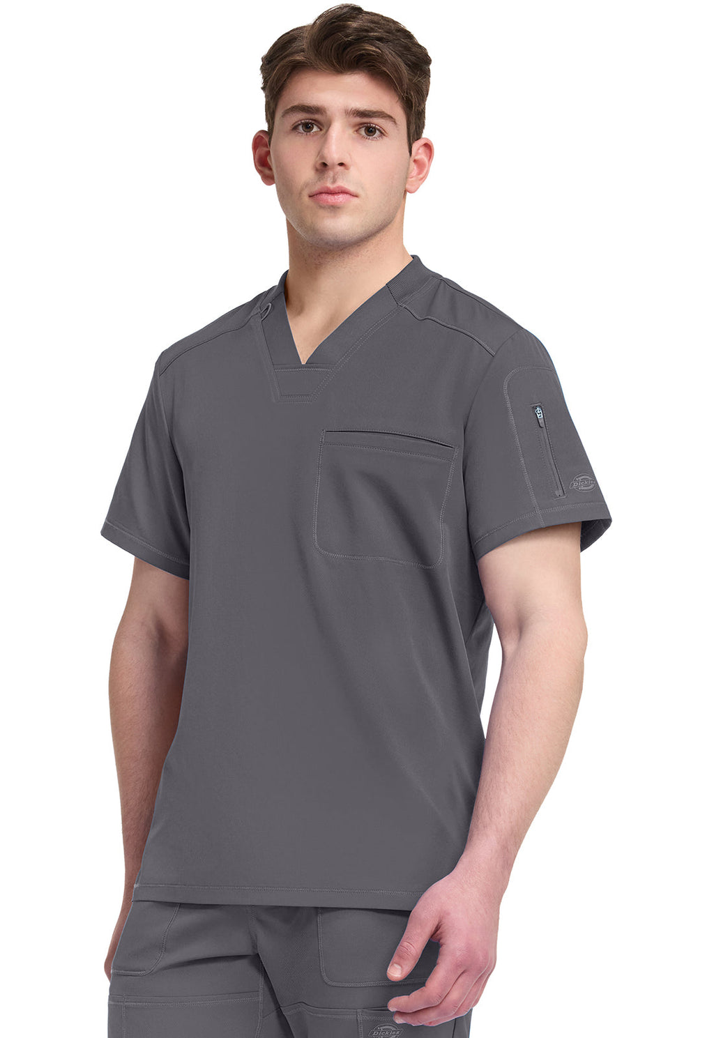 Dynamix DK610 Men's Tuckable V-Neck Scrub Top Pewter