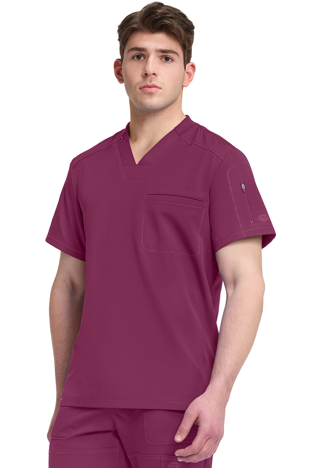 Dynamix DK610 Men's Tuckable V-Neck Scrub Top Wine