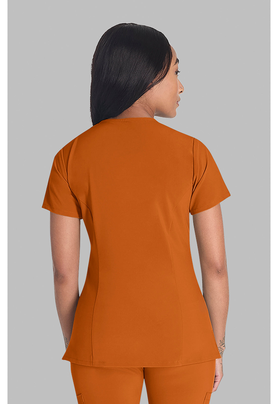 EDS Essentials DK615 Women's V-Neck Scrub Top Apricot Orange