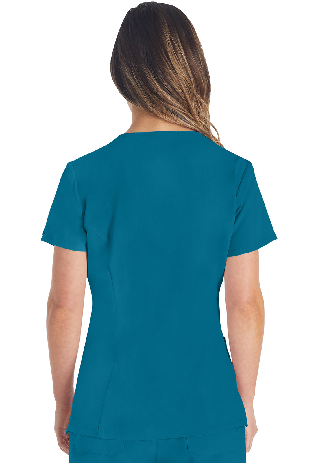 EDS Essentials DK615 Women's V-Neck Scrub Top Caribbean Blue