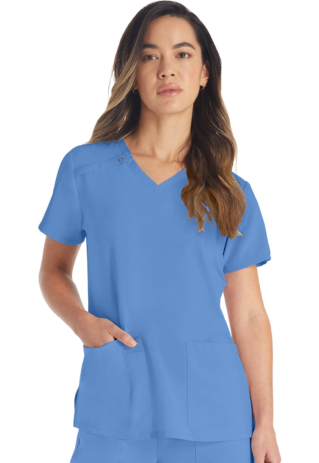 EDS Essentials DK615 Women's V-Neck Scrub Top Ciel