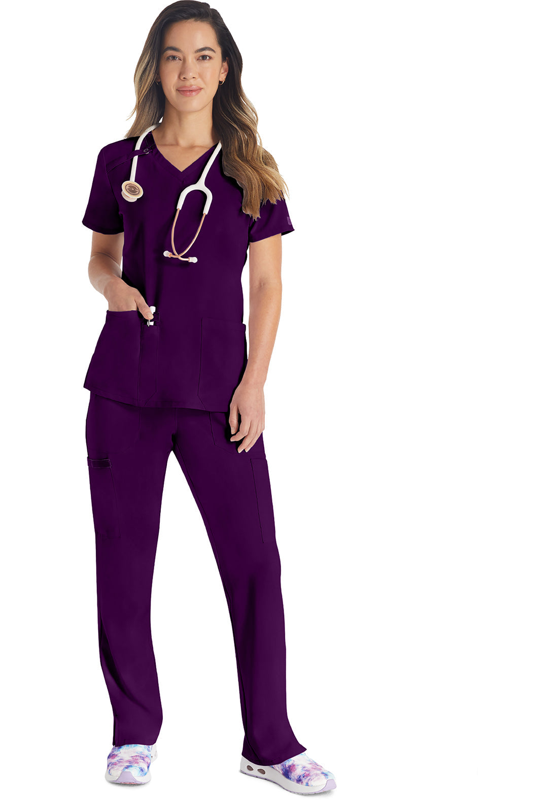 EDS Essentials DK615 V-Neck Top Eggplant