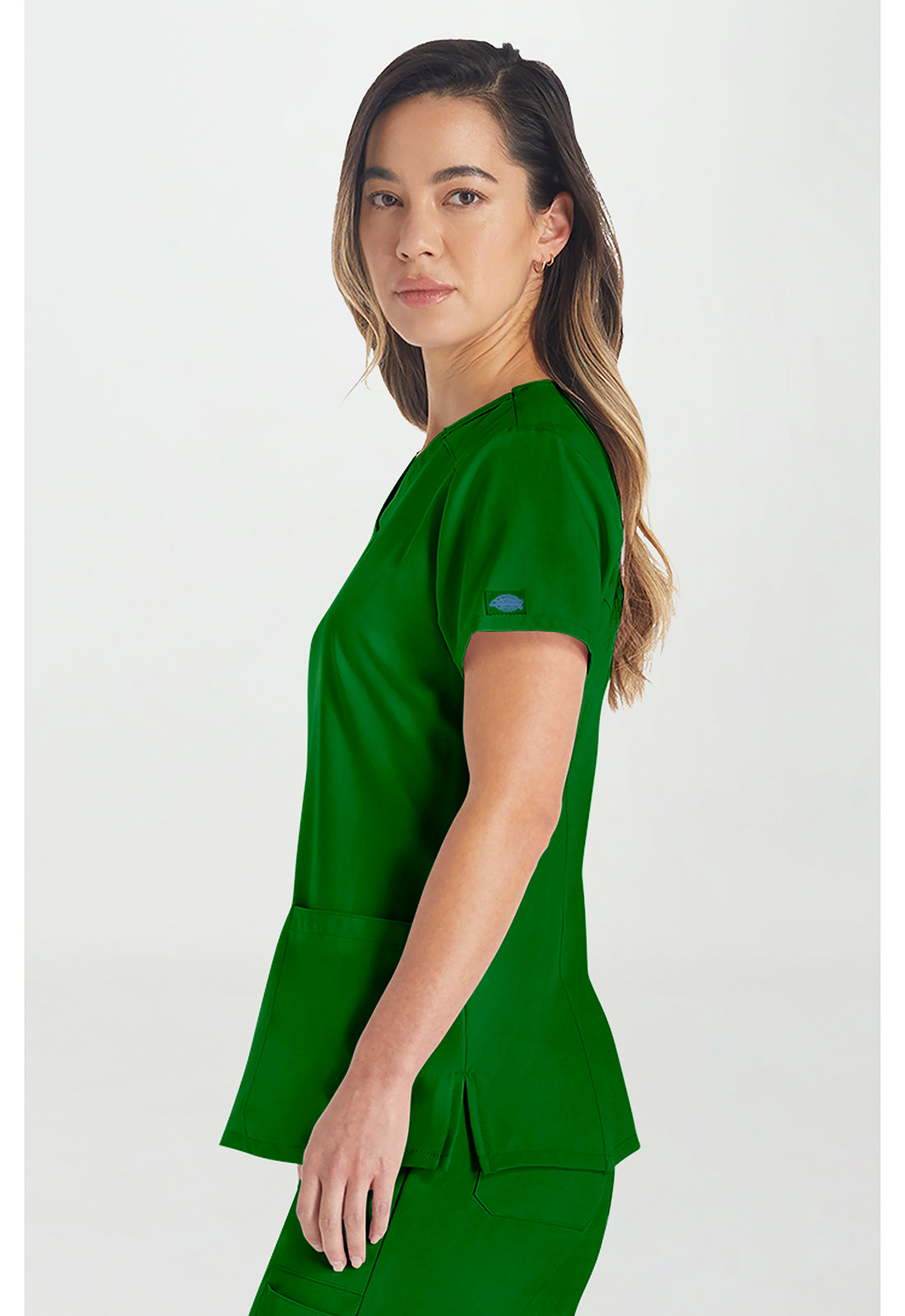 EDS Essentials DK615 Women's V-Neck Scrub Top Fern Green