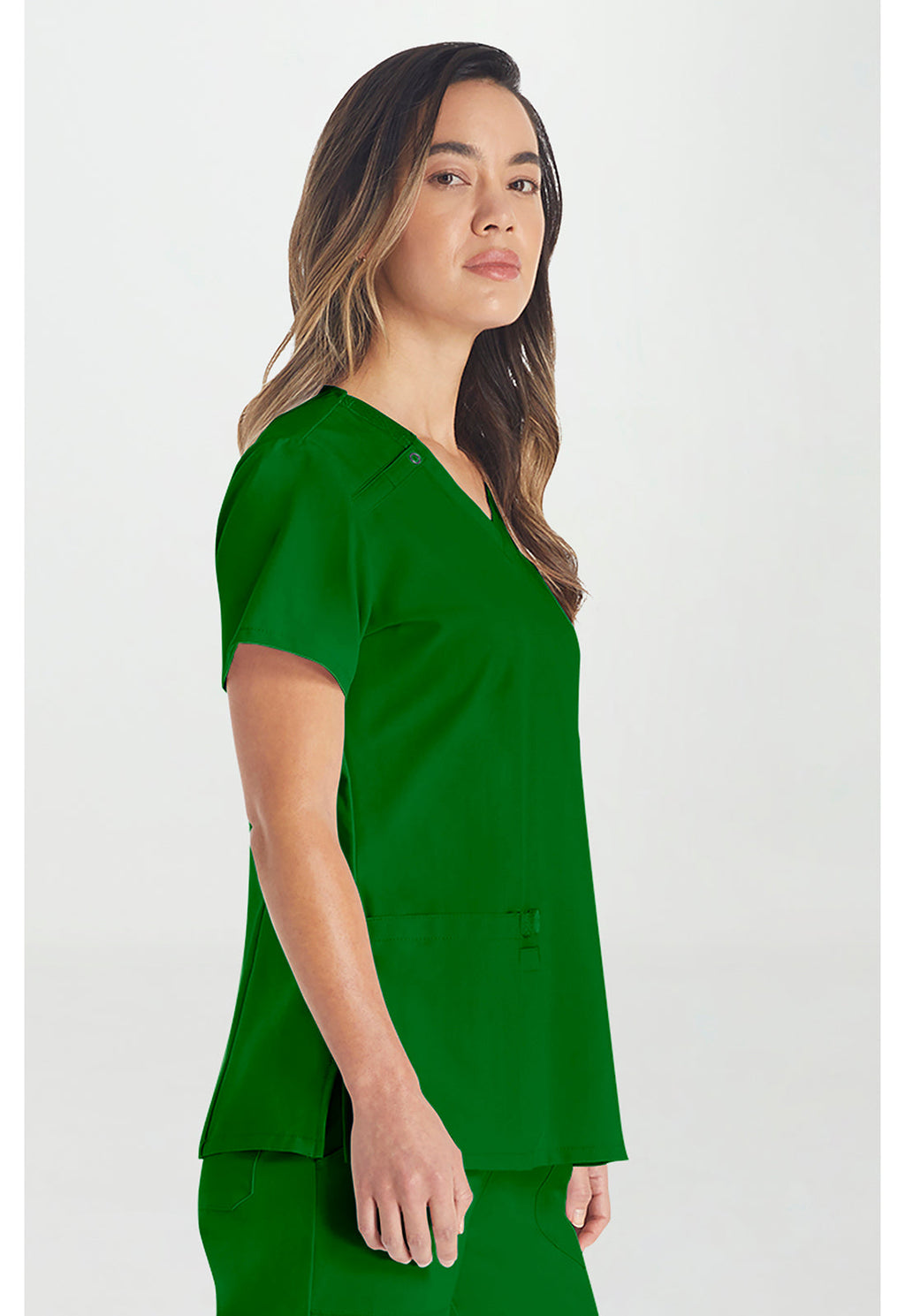 EDS Essentials DK615 Women's V-Neck Scrub Top Fern Green