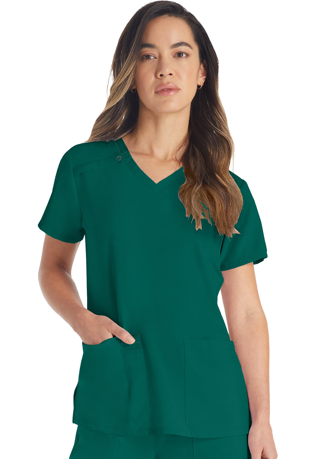 EDS Essentials DK615 Women's V-Neck Scrub Top Hunter Green