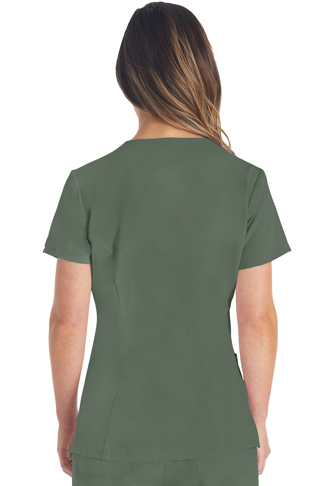 EDS Essentials DK615 Women's V-Neck Scrub Top Olive