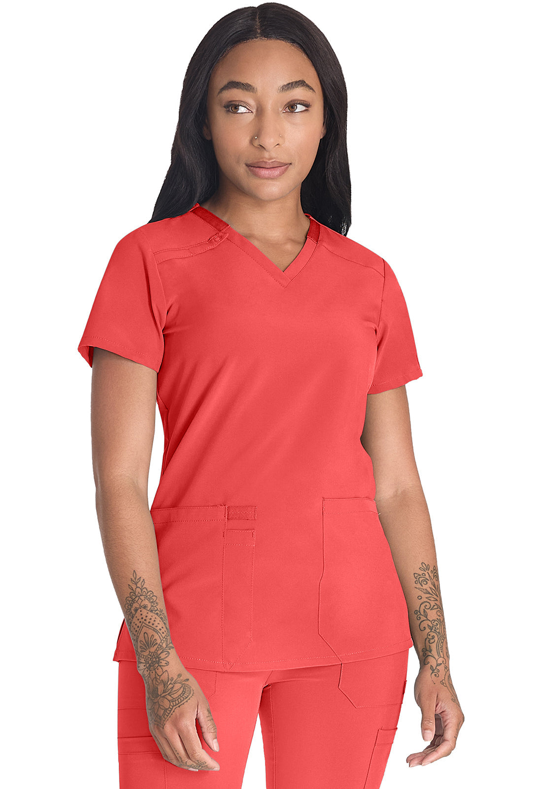 EDS Essentials DK615 V-Neck Top Ravashing Coral Image