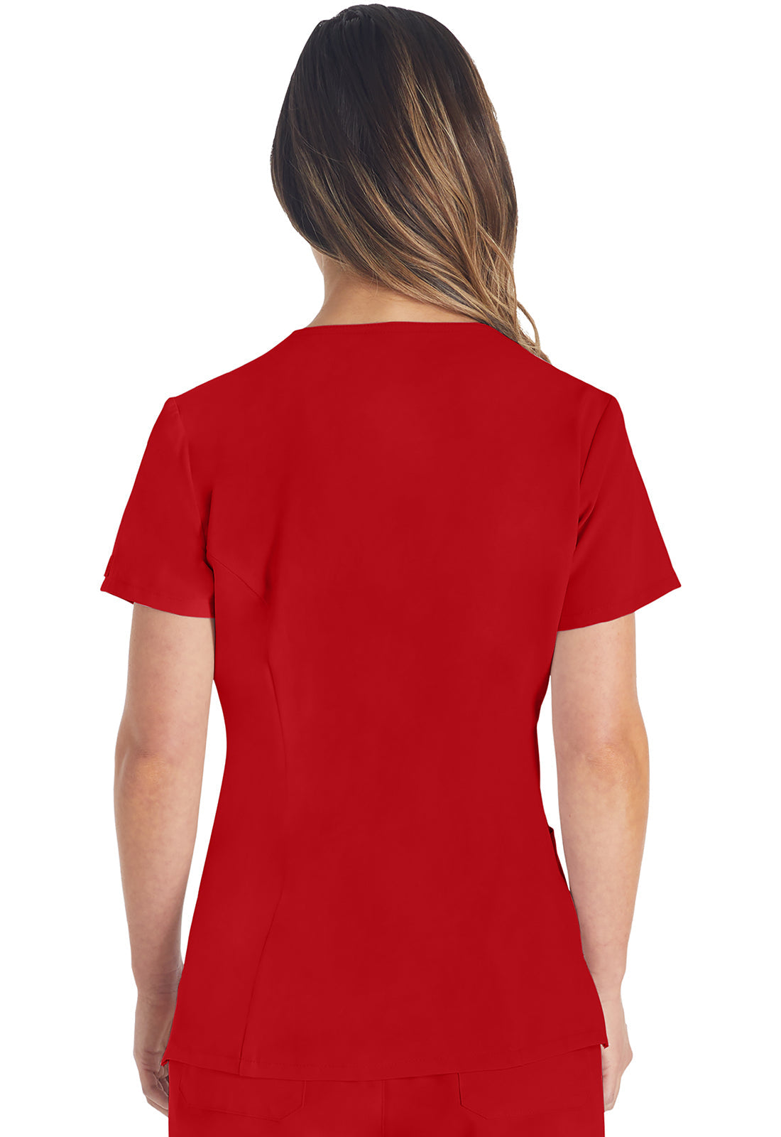 EDS Essentials DK615 V-Neck Top Red Model Image Back | Dickies