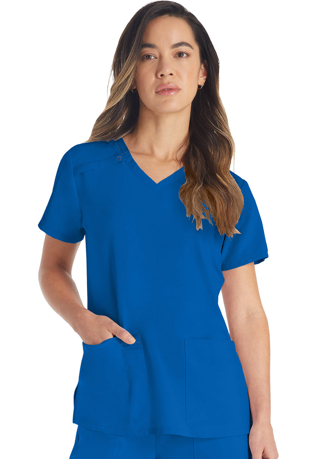 EDS Essentials DK615 Women's V-Neck Scrub Top Royal