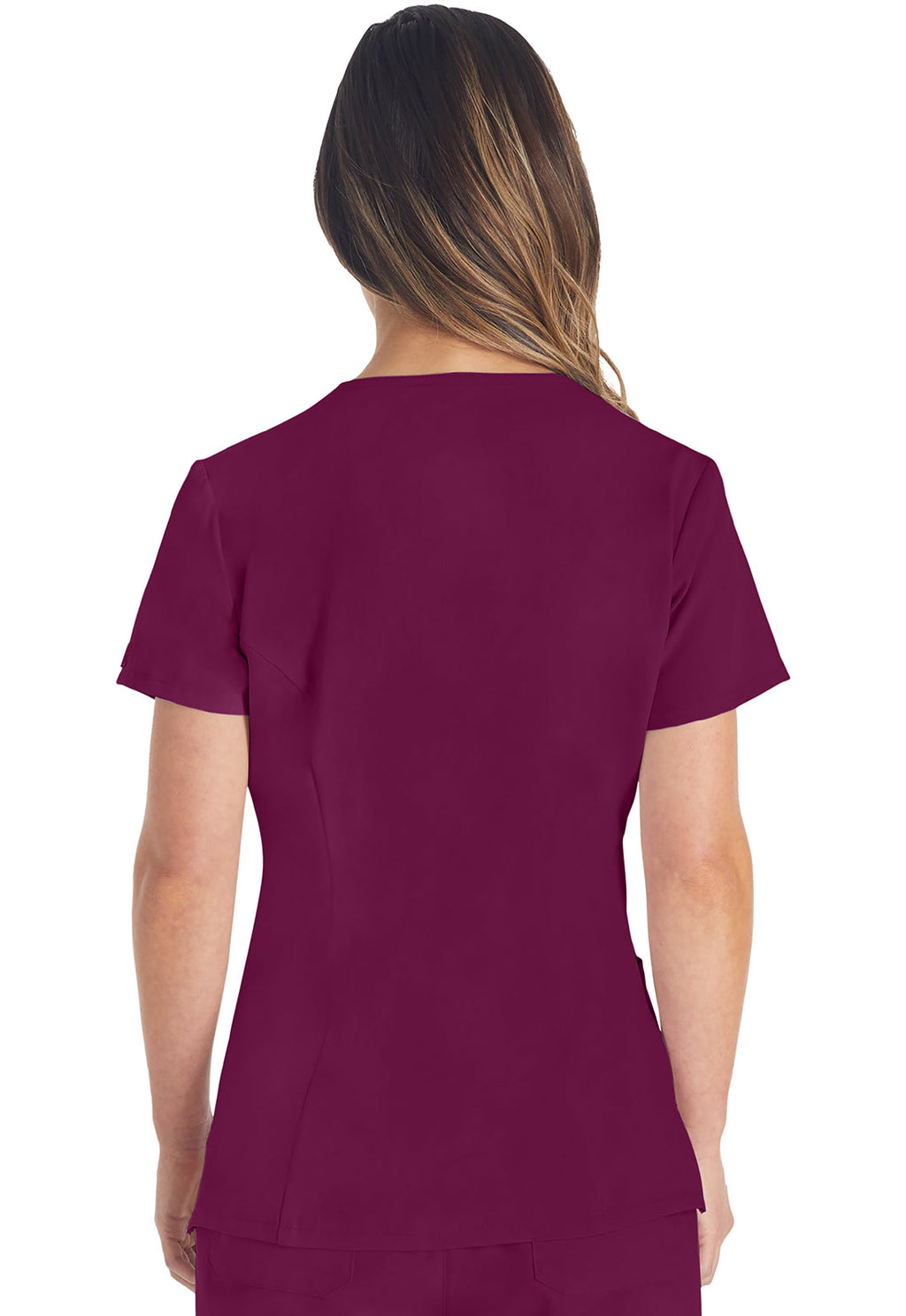 EDS Essentials DK615 Women's V-Neck Scrub Top Wine