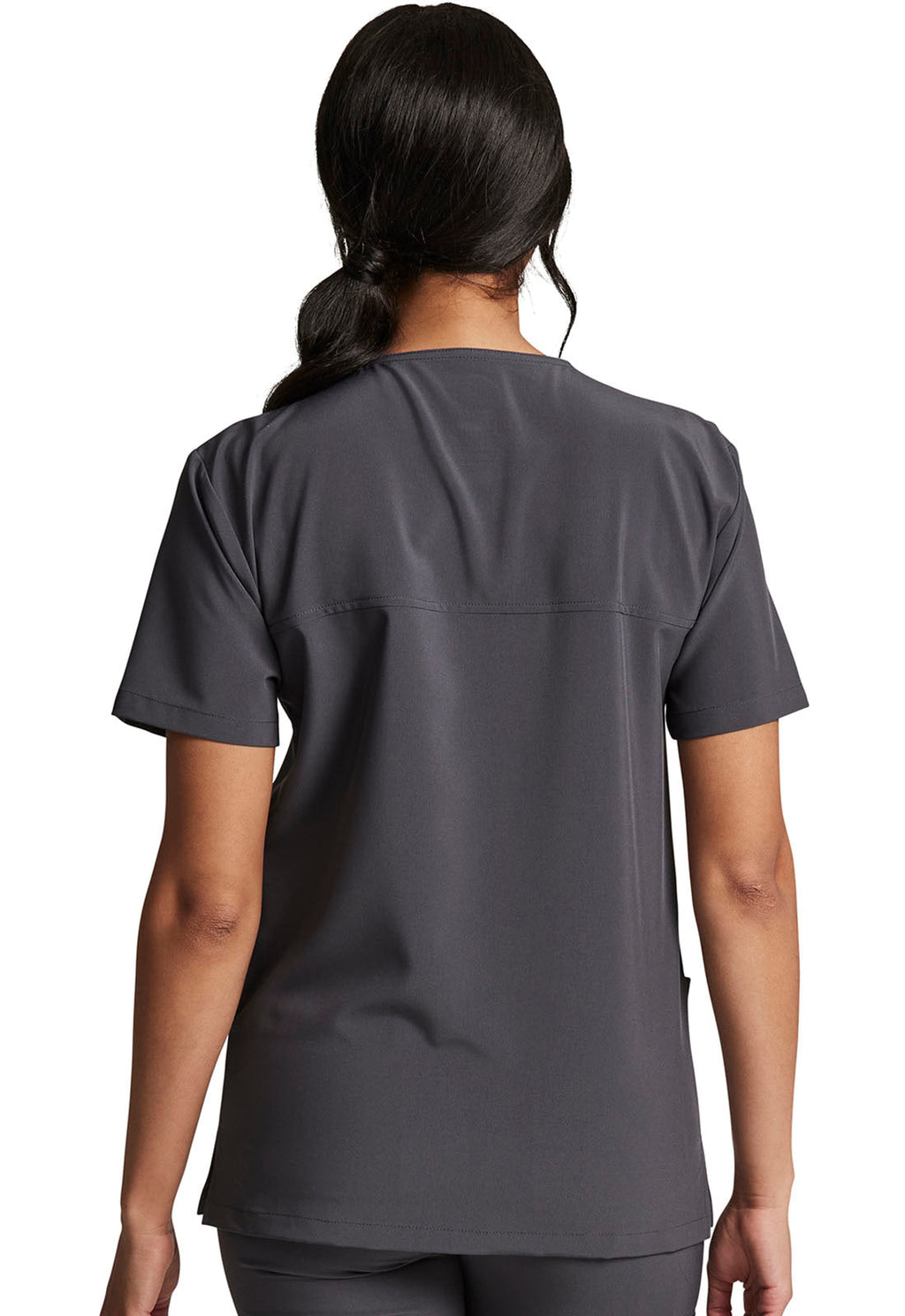 EDS Essentials DK619 Unisex V-Neck Top Pewter Model Image Back | Dickies