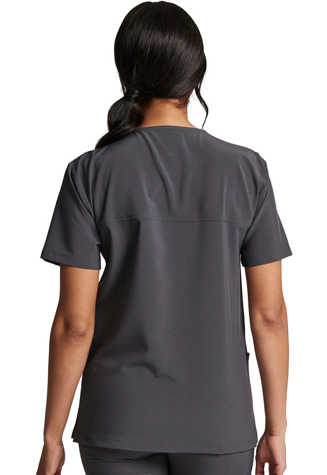 EDS Essentials DK619 Unisex V-Neck Top Pewter Model Image Back | Dickies