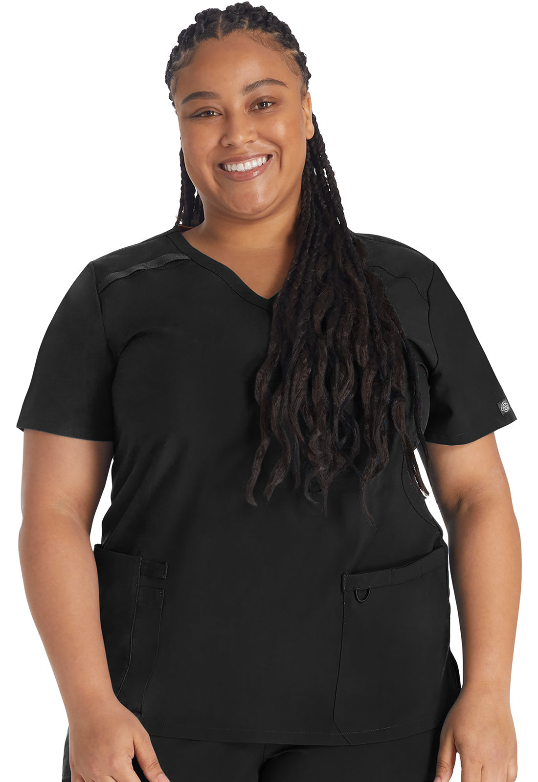 EDS Essentials DK625 Women's Mock Wrap Scrub Top Black