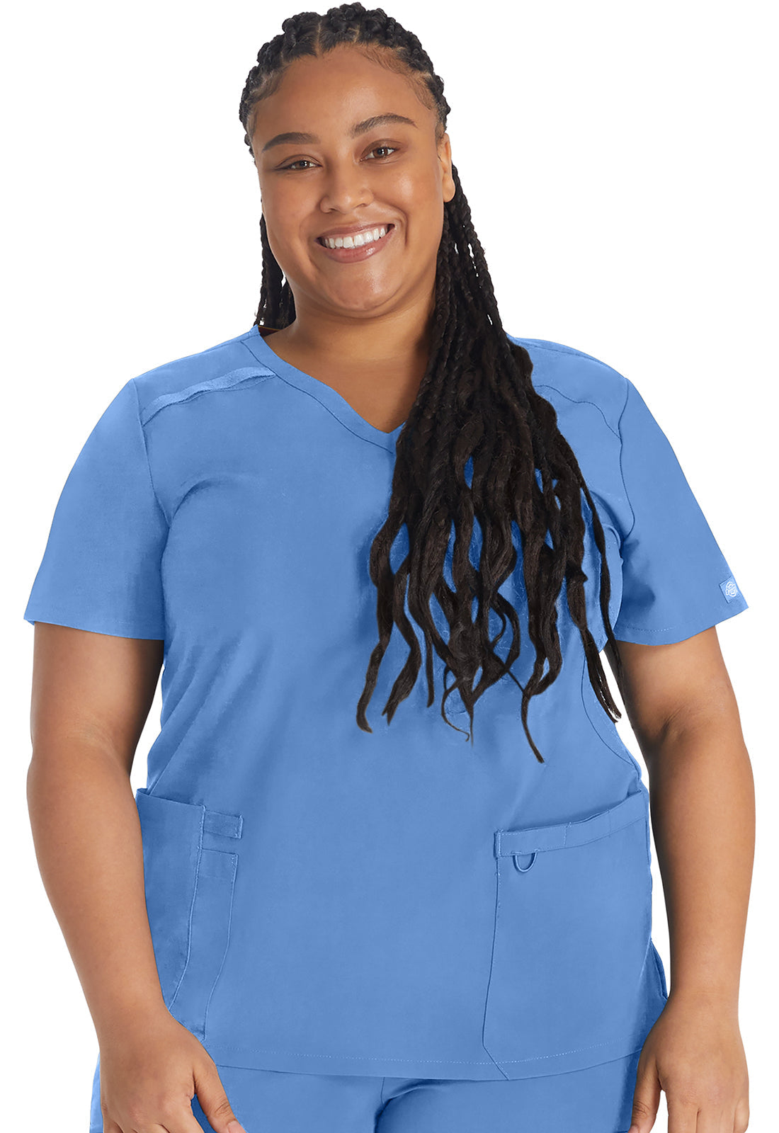 EDS Essentials DK625 Women's Mock Wrap Scrub Top Ciel