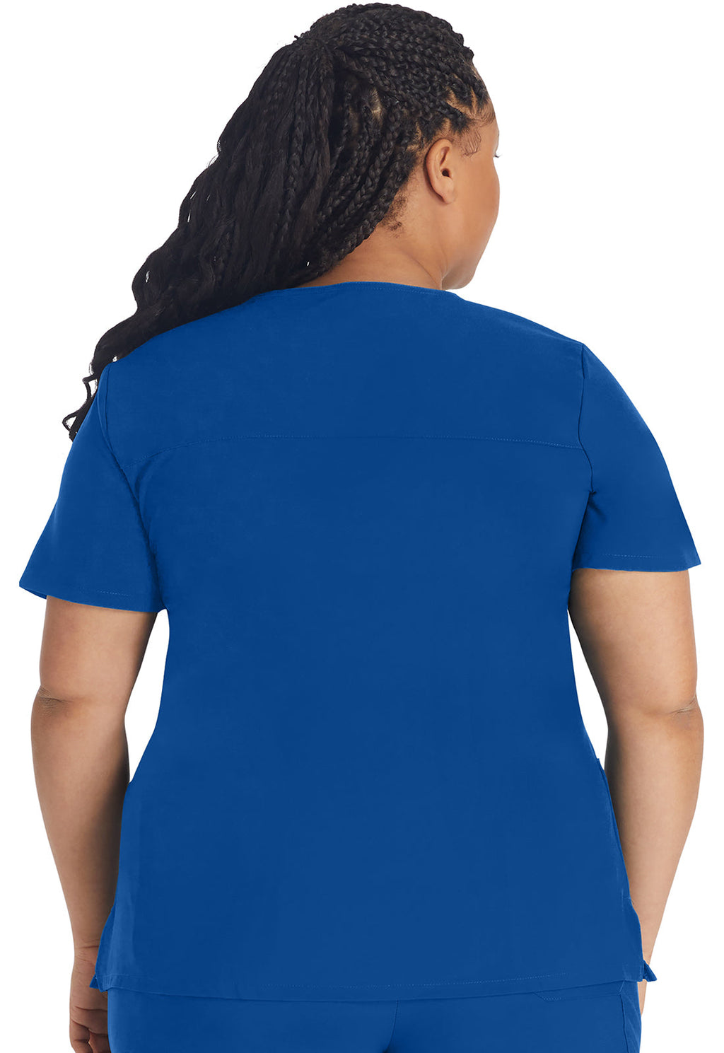 EDS Essentials DK625 Women's Mock Wrap Scrub Top Galaxy Blue