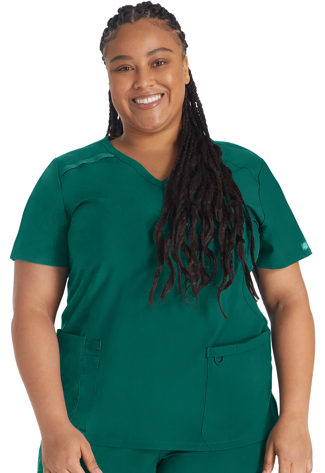 EDS Essentials DK625 Mock Wrap Top Hunter Green