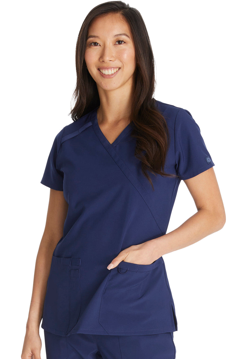 EDS Essentials DK625 Women's Mock Wrap Scrub Top Navy