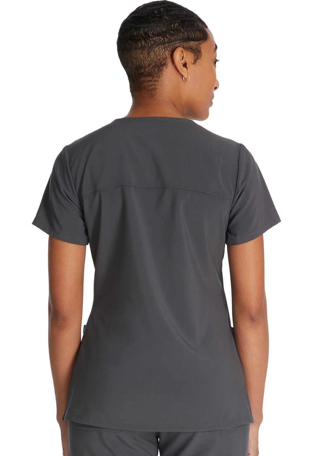EDS Essentials DK625 Women's Mock Wrap Scrub Top Pewter