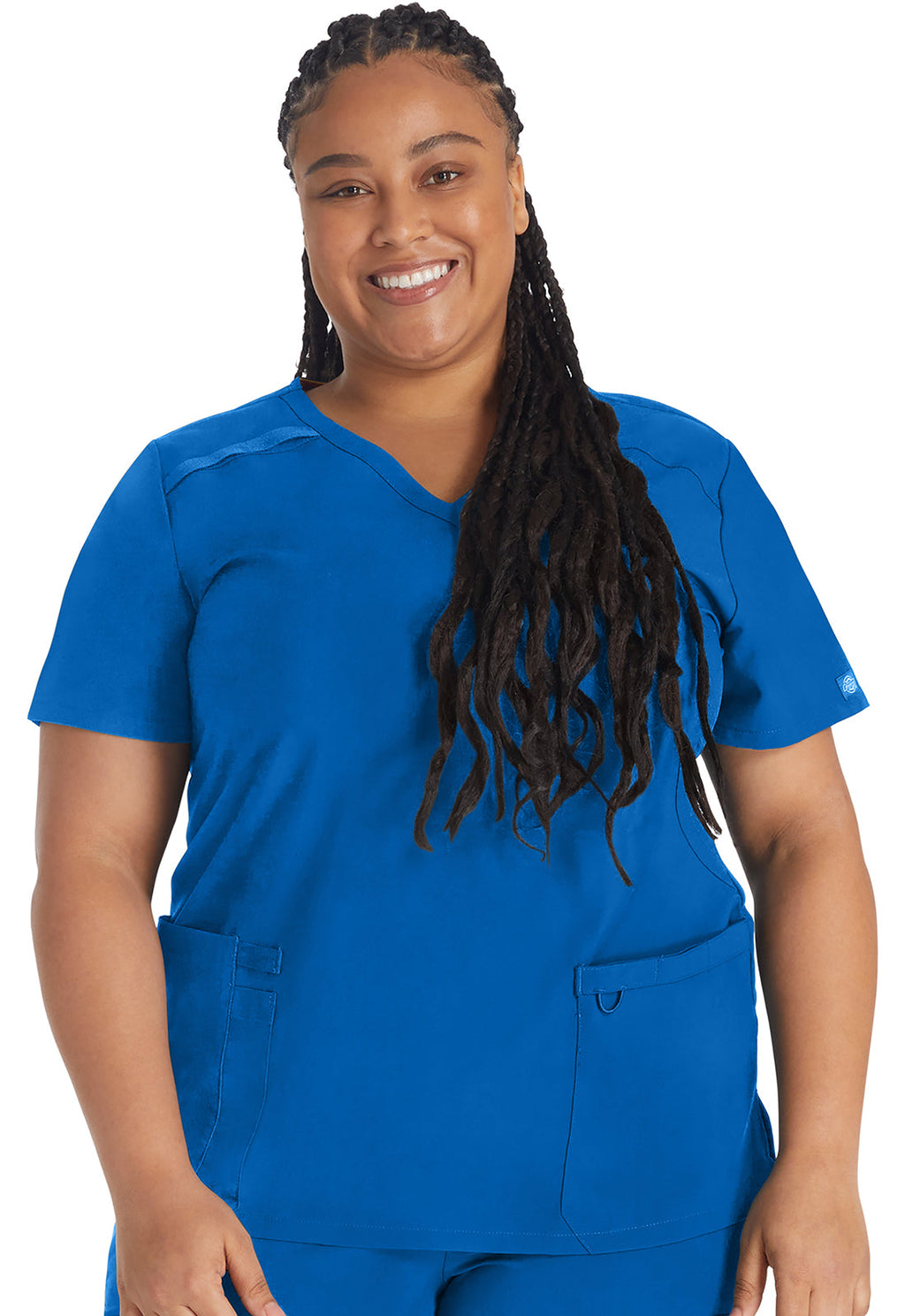 EDS Essentials DK625 Women's Mock Wrap Scrub Top Royal