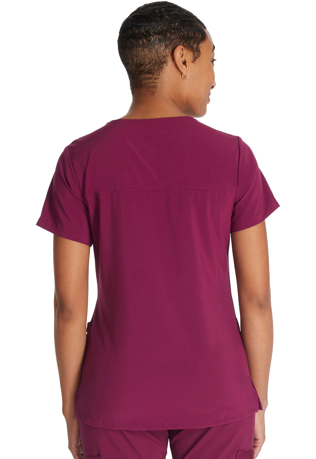 EDS Essentials DK625 Mock Wrap Top Wine Model Image Back | Dickies