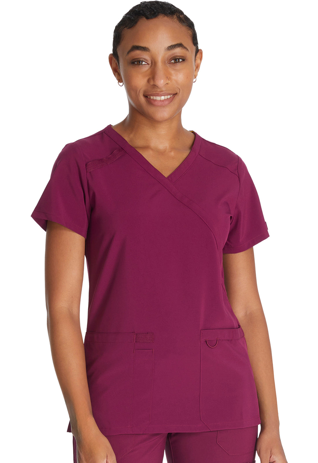 EDS Essentials DK625 Women's Mock Wrap Scrub Top Wine