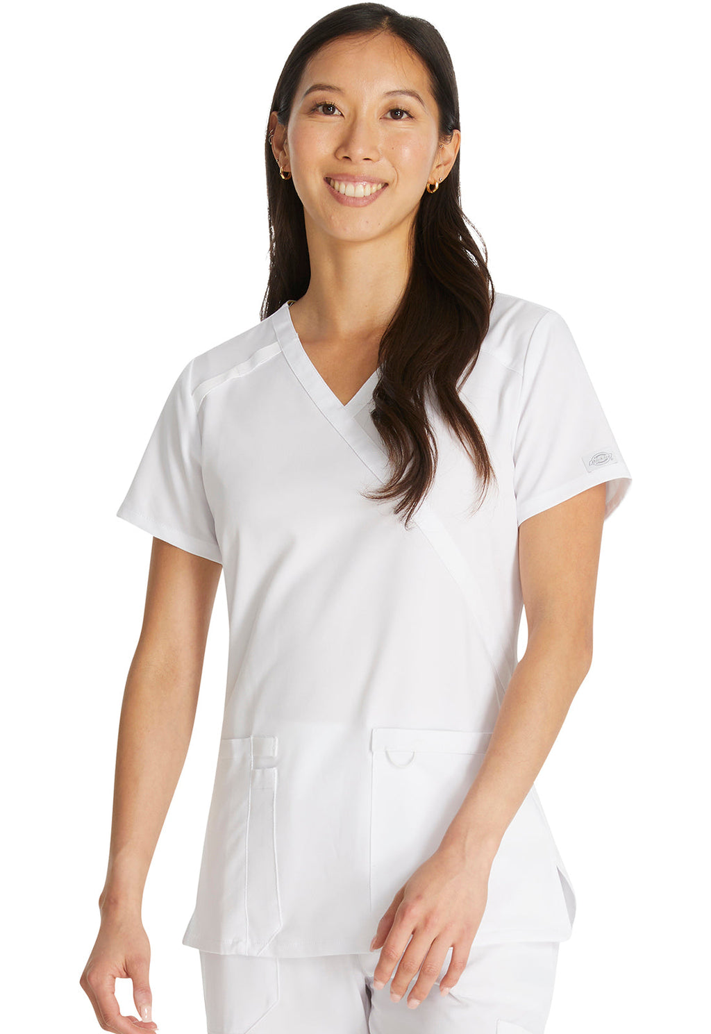 EDS Essentials DK625 Women's Mock Wrap Scrub Top White