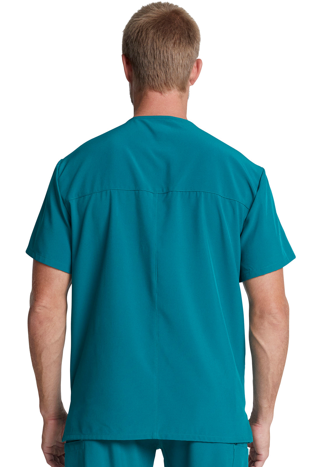EDS Essentials DK635 Men's Tuckable V-Neck Scrub Top Caribbean Blue