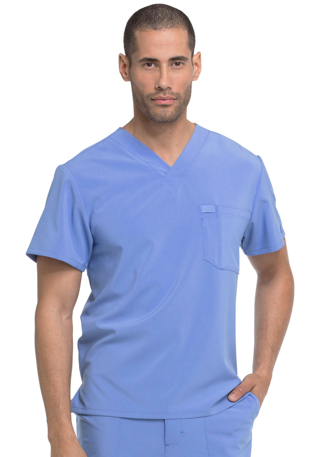 EDS Essentials DK635 Men's Tuckable V-Neck Scrub Top Ciel