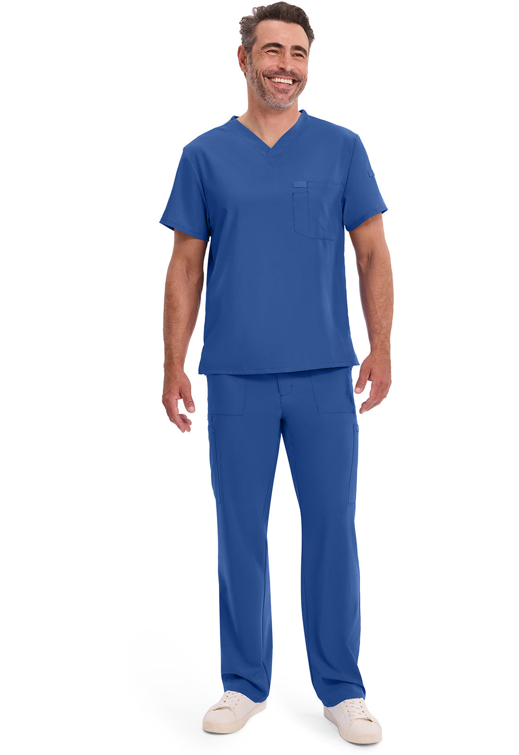 EDS Essentials DK635 Men's Tuckable V-Neck Scrub Top Galaxy Blue