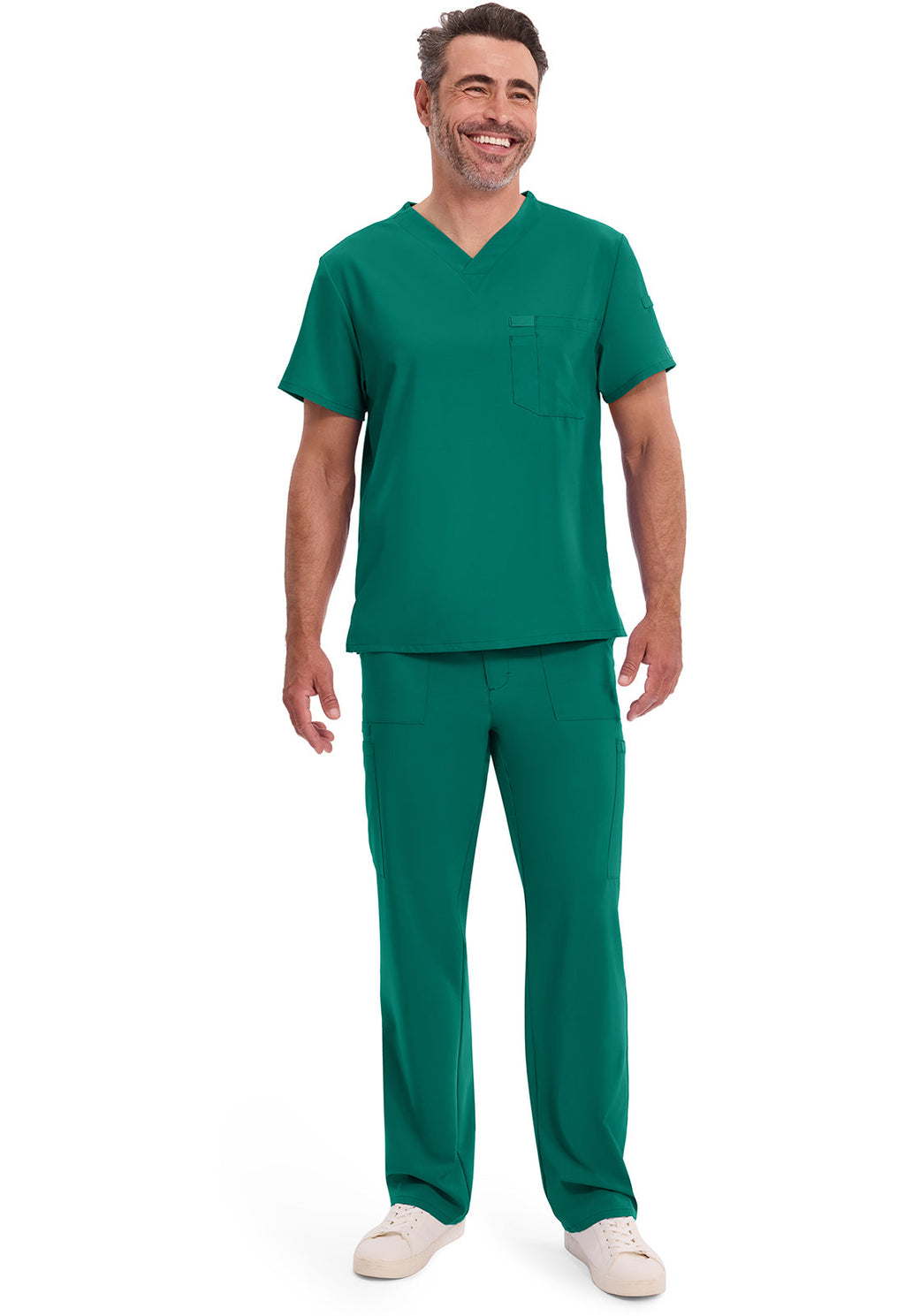 EDS Essentials DK635 Men's Tuckable V-Neck Scrub Top Hunter Green