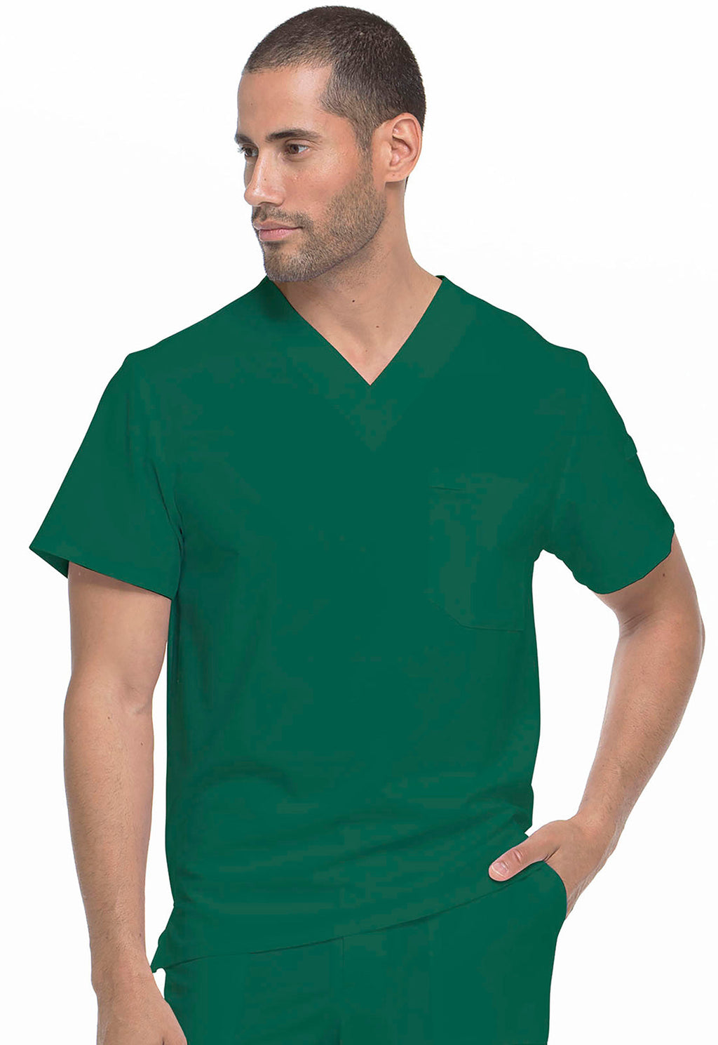 EDS Essentials DK635 Men's Tuckable V-Neck Scrub Top Hunter Green