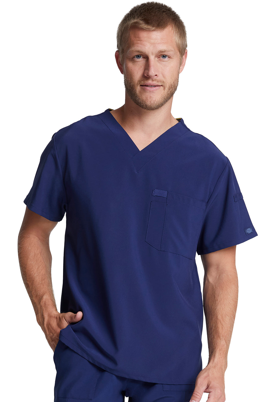 EDS Essentials DK635 Men's Tuckable V-Neck Scrub Top Navy