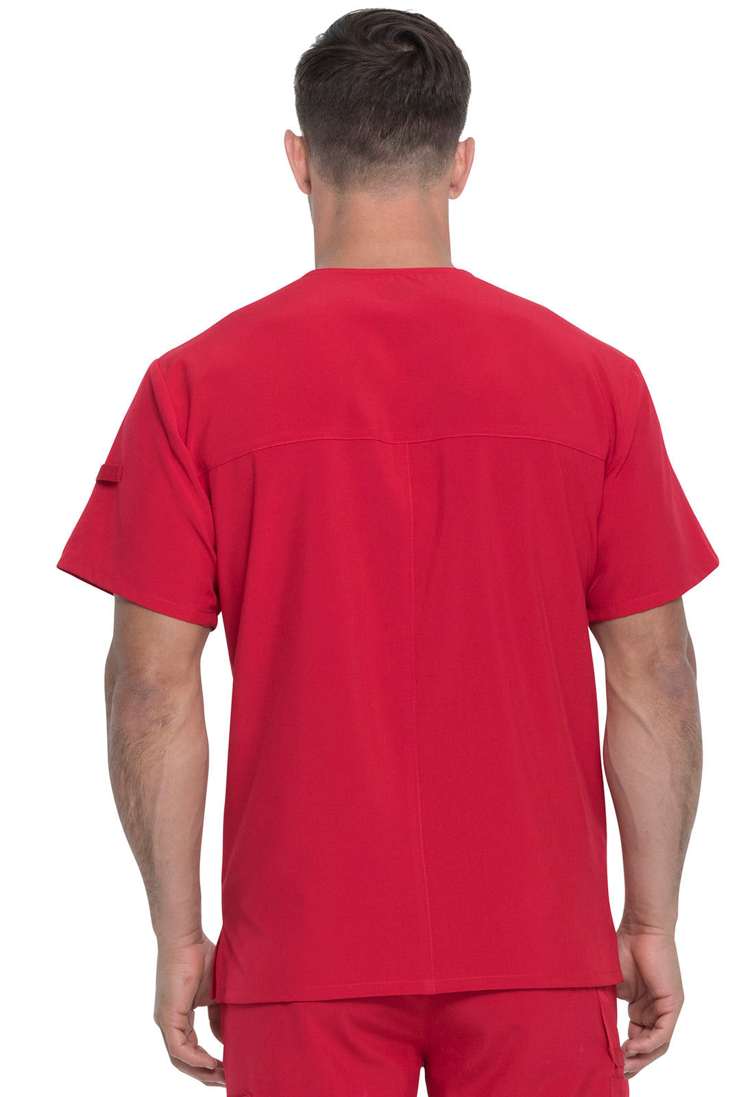 EDS Essentials DK635 Men's Tuckable V-Neck Top Red Model Image Back | Dickies