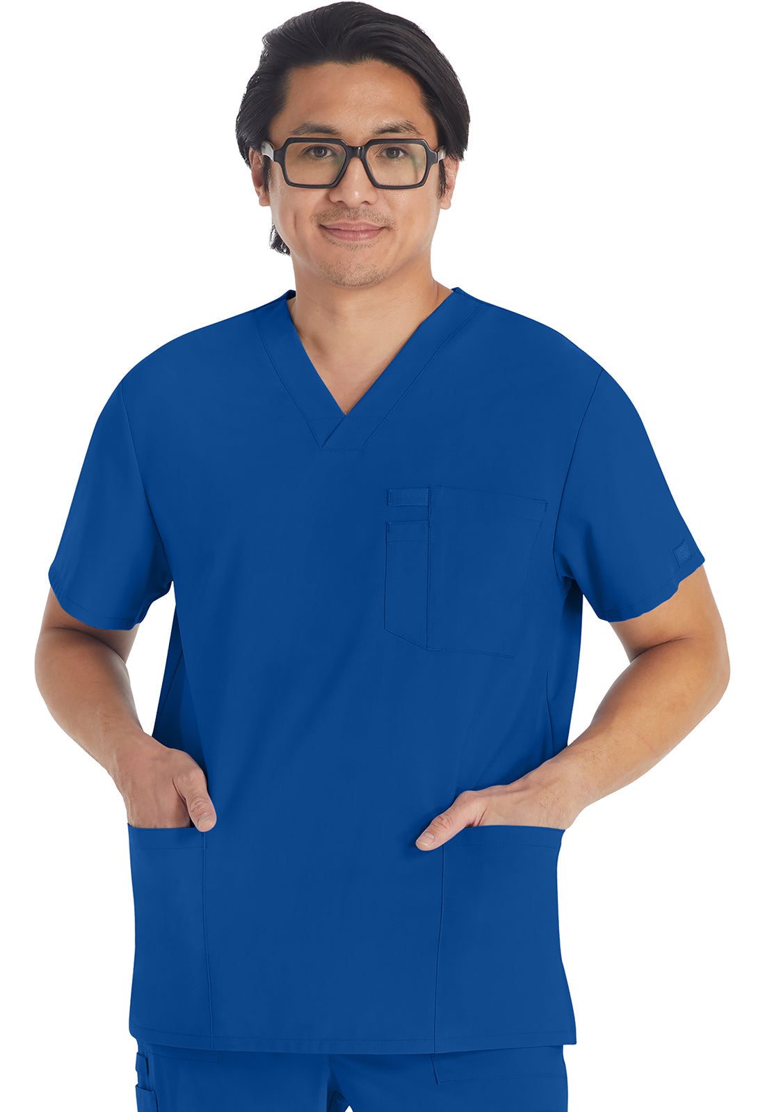 EDS Essentials DK645 Men's V-Neck Scrub Top Galaxy Blue
