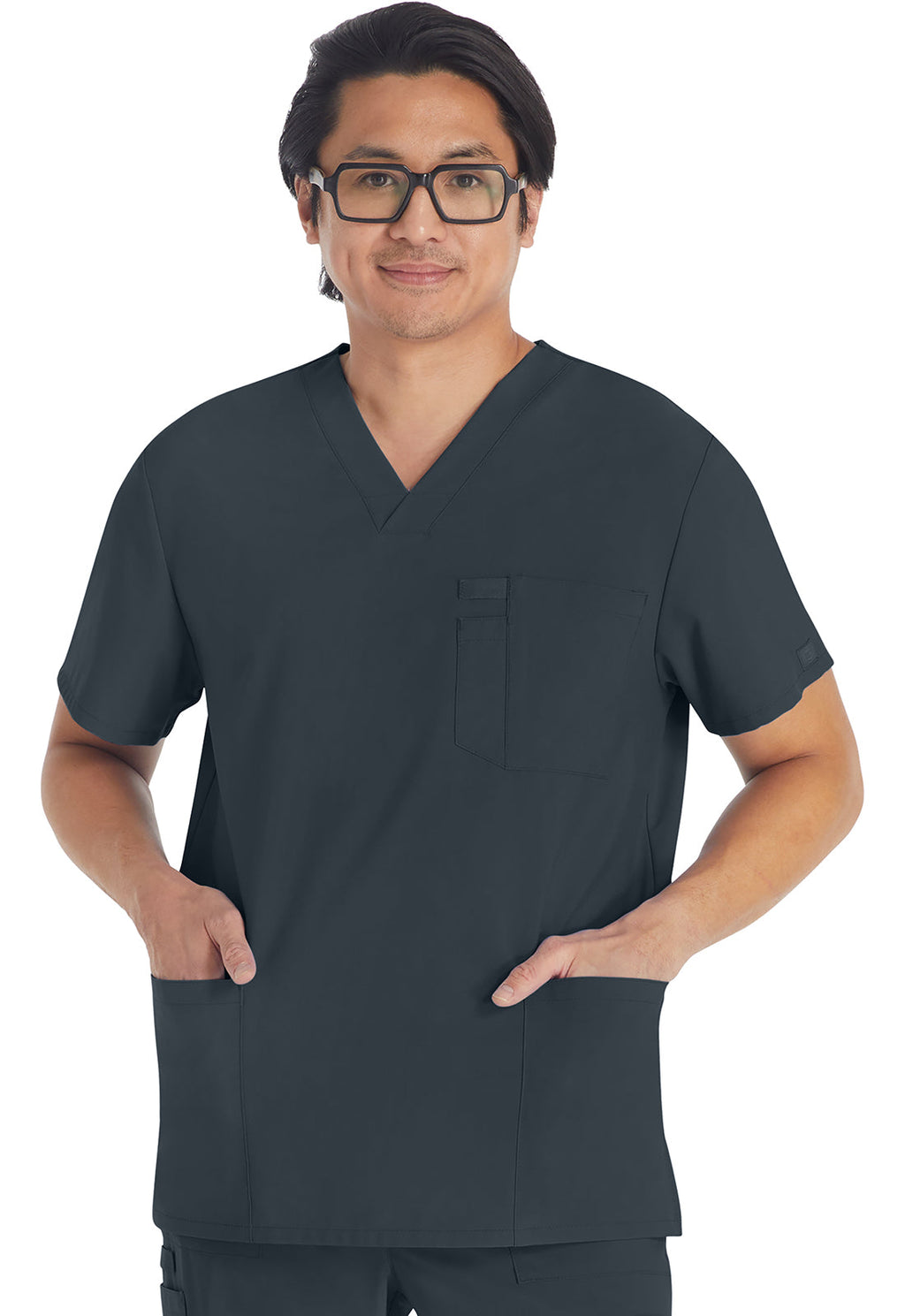 EDS Essentials DK645 Men's V-Neck Scrub Top Pewter