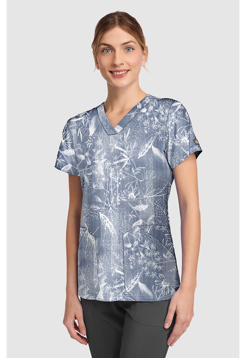 Prints DK667 V-Neck Print Top Dappled Plaid