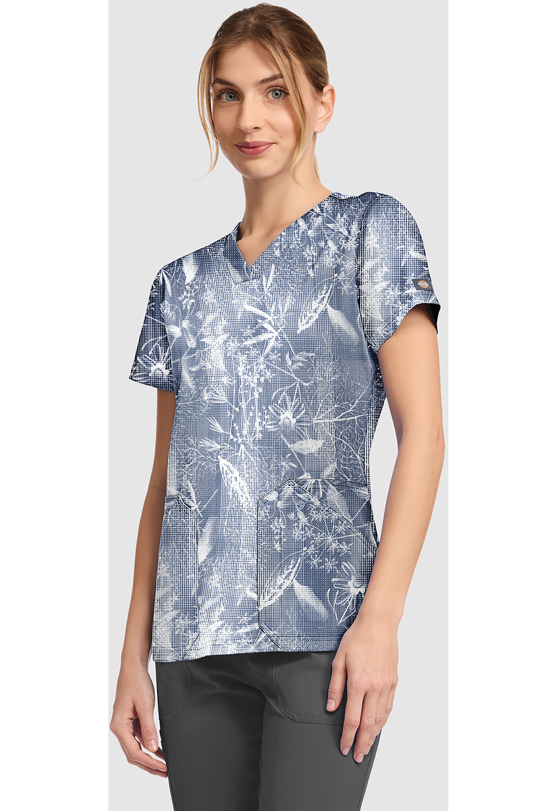 Prints DK667 V-Neck Print Top Dappled Plaid