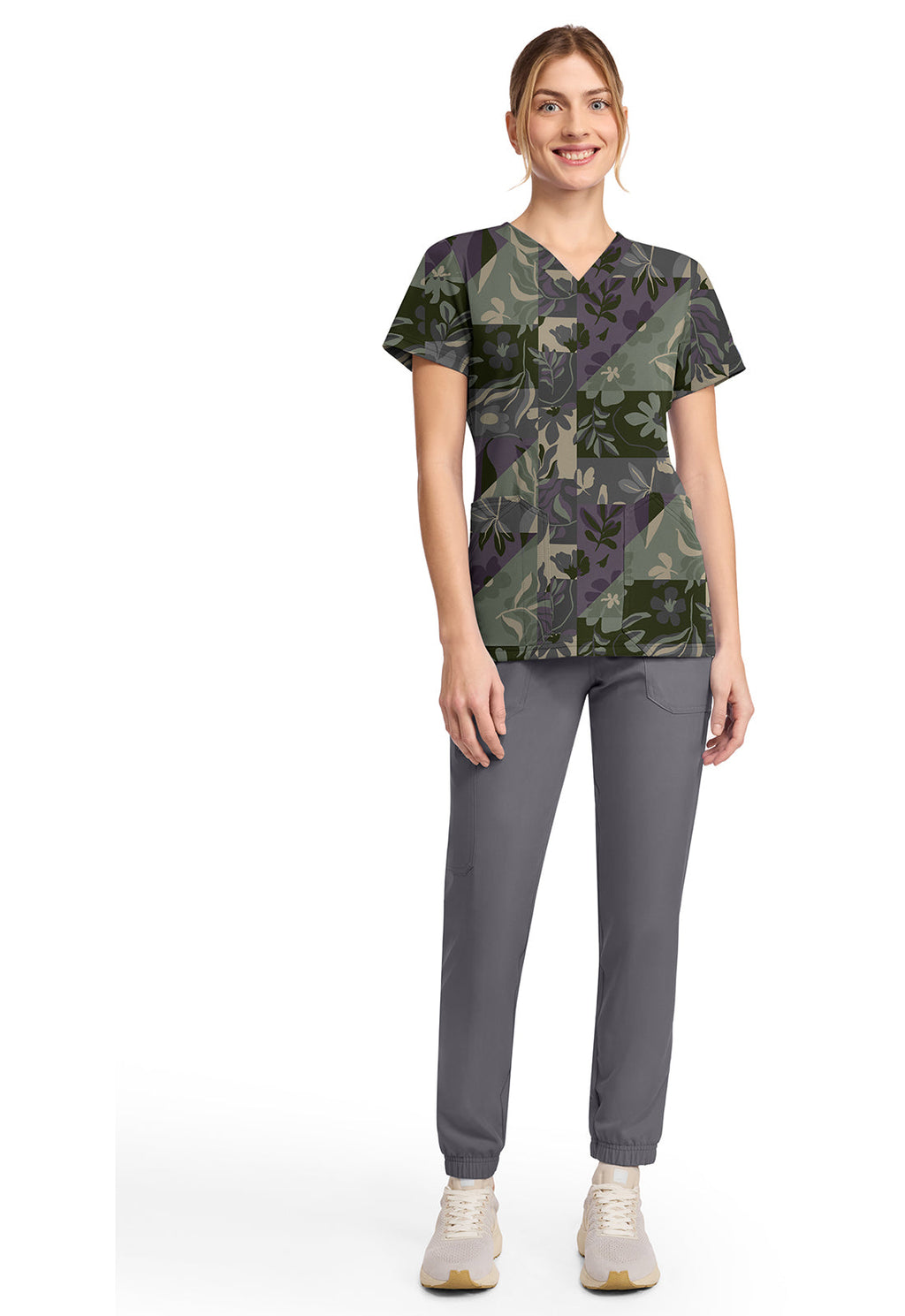 Prints DK667 V-Neck Print Top Floral Geo