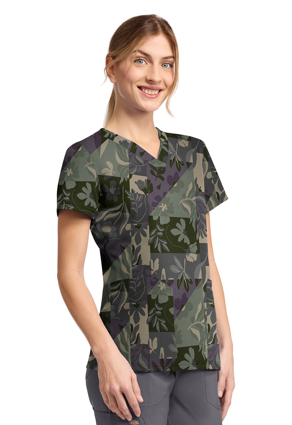 Prints DK667 V-Neck Print Top Floral Geo