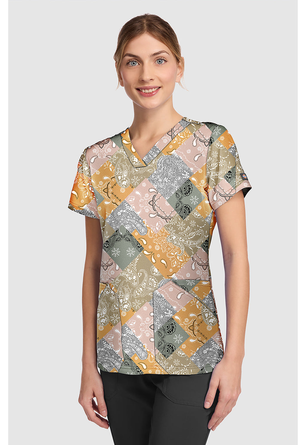Prints DK667 V-Neck Print Top Patch Paisley