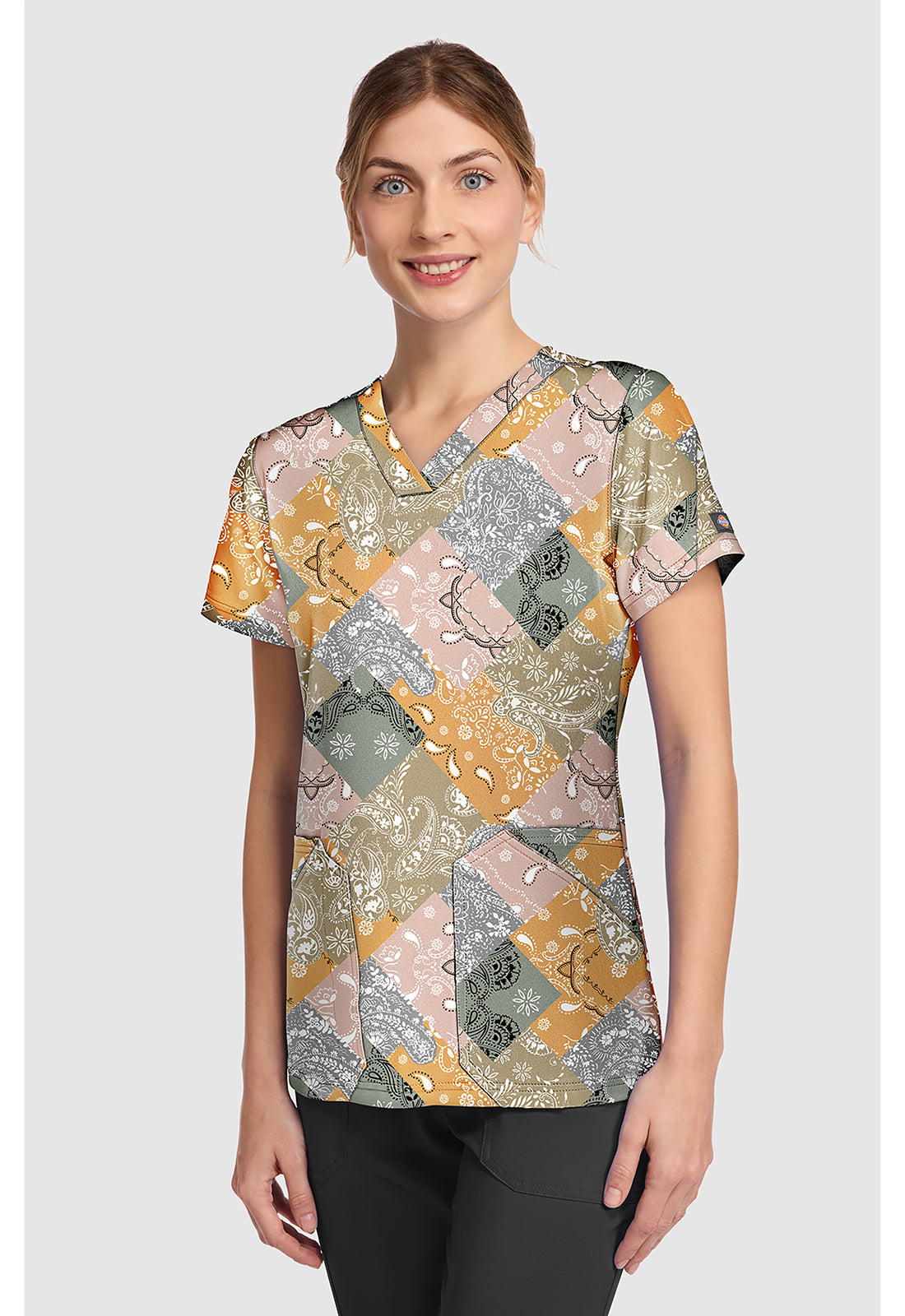 Prints DK667 V-Neck Print Top Patch Paisley