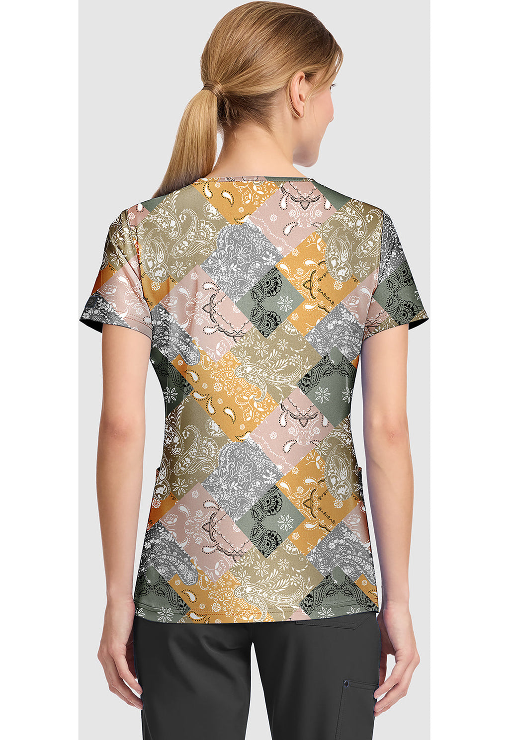 Prints DK667 V-Neck Print Top Patch Paisley
