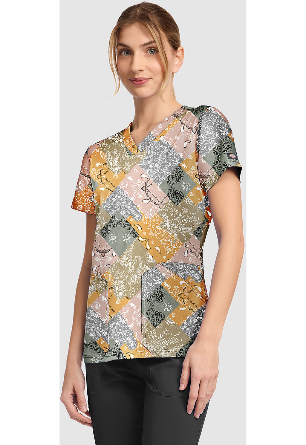 Prints DK667 V-Neck Print Top Patch Paisley