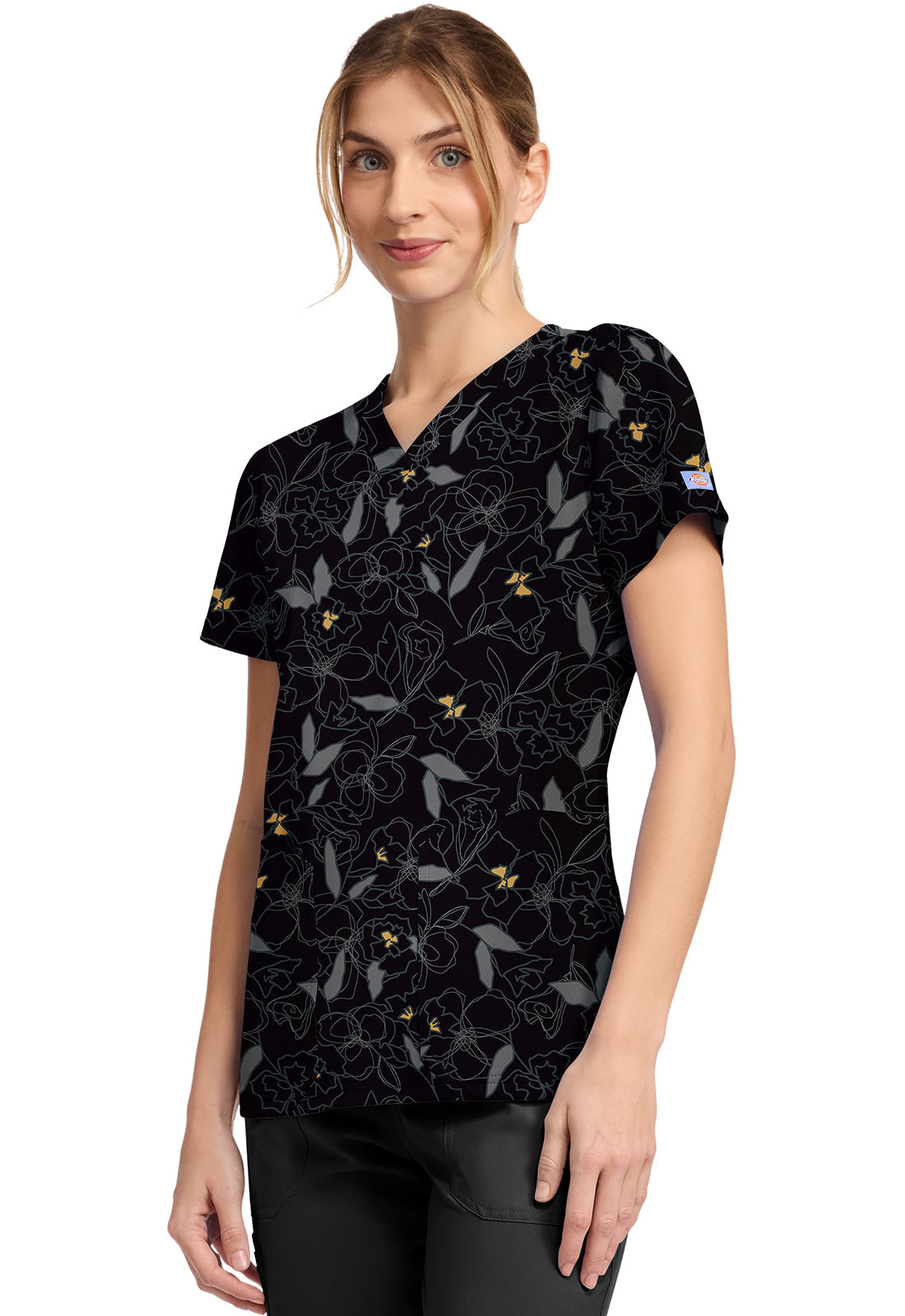Prints DK667 V-Neck Print Top Scribble Floral