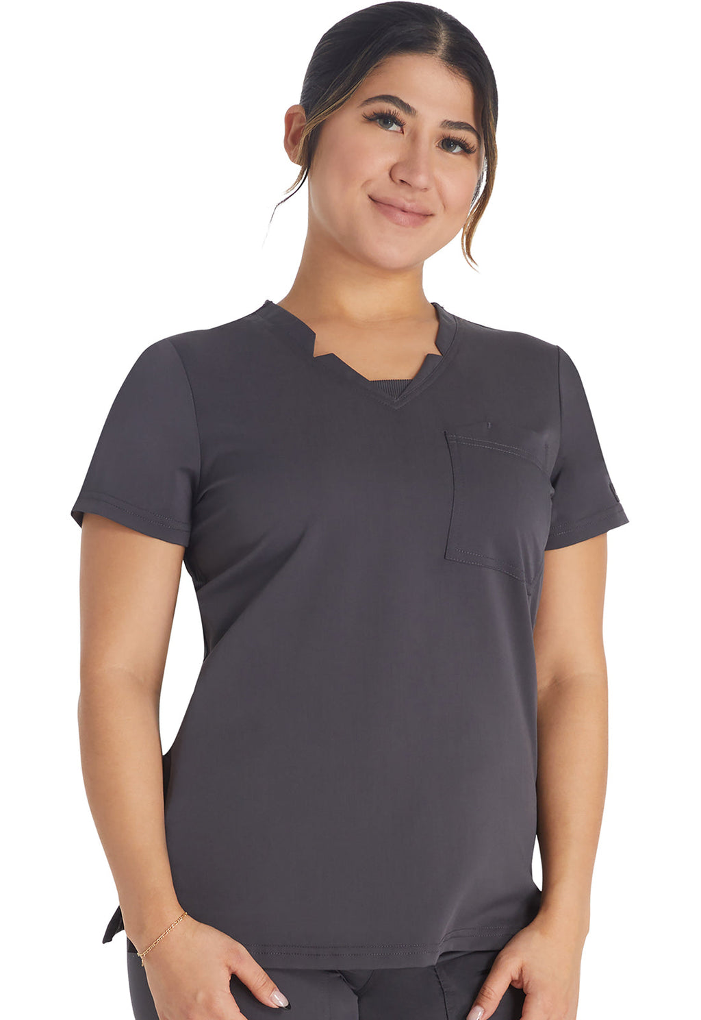 Balance DK671 Notched V-Neck Top Pewter